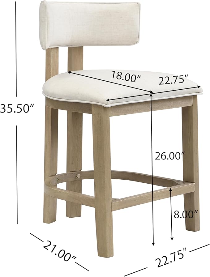 Christopher Knight Home Minso Bar Table and Chairs Set of 2, 3 Piece Bar Table Set with Upholstered Counter Stool, Rubberwood Counter Height Dining Set for 2, Light Ash+Beige