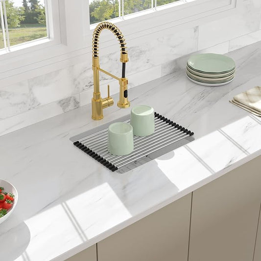 18 White Granite Composite Bar Sink - 18x16 Undermount Granite Quartz Kitchen Sink Pure White 9 Inch Depth Small Signle Bowl RV Sinks Under Counter
