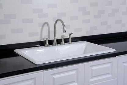 Gourmetier GCKTS362211 Towne 36-Inch Cast Iron Drop-In Kitchen Sink, 4-Hole, White