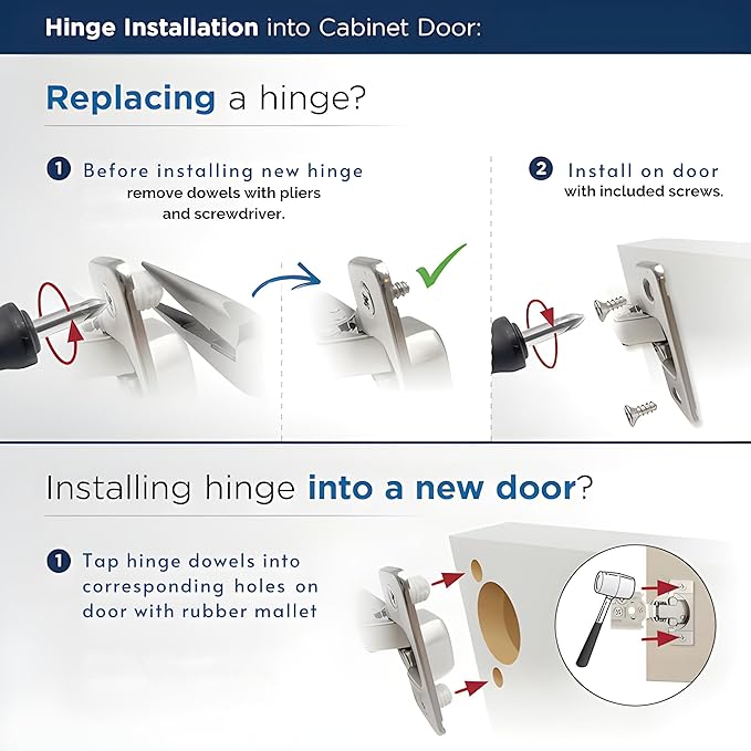 Burks Hinges 4 Pack 1 1/4'' Overlay Soft Close Hinges for Kitchen Cabinets - Stainless Steel, Anti-Rust, Self Closing Concealed Hinges, Installation Instruction and Screws Included