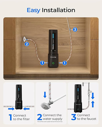 Waterdrop UL12A Under Sink Water Filter, Upgraded for 10UA, No Drill Required for Renters, Time Reminder, Easy Installation, Reduces Chlorine, Bad Taste & Odor, NSF/ANSI 42 Certified (Filter: FUL12)