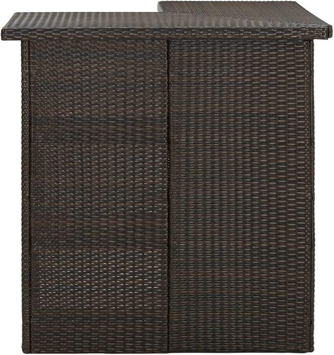 Poly Rattan Corner Bar Table with 3 Storage Shelves Steel Frame Dining Table, Bistro Table, Multifuntional Kitchen Table
