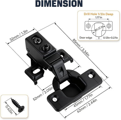 Mousike 30 Pack (15 Pair) Soft Close Cabinet Hinges, 1/2 Overlay Soft Close Hinges for Kitchen Cabinet, Stainless Steel, Built-in Damper, 100 Degree Opening Angle, 6 Way Adjustment