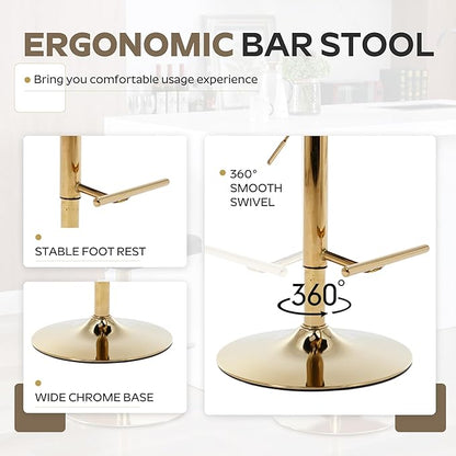3-Piece Pub Table and Chairs, Round Bar Height Adjustable Swivel PU Leather Bar Stools Set of 2 for Kitchen Island Bistro Office Living Room Small Space Restaurant