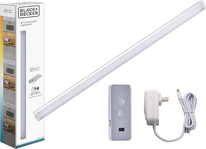 BLACK+DECKER Compatible with Alexa Smart Under Cabinet Lighting Kit & Compatible with Alexa Smart Under Cabinet Lighting, Adjustable LEDs, 18" Bar, White,A Certified for Humans Device