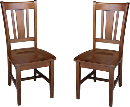 IC International Concepts, Set of Two San Remo SplatBack Dining Chairs, Espresso, 225lbs wt capacity, Solid Real Wood, Sturdy Parawood, Espresso