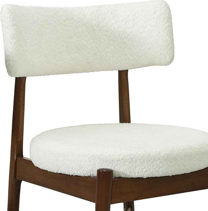 Modern Dining Chairs Set of 2 with Comfortable Seat - Sturdy Natural Wood Construction, Versatile Use for Kitchen Island, Dining Room, Bedroom - Stylish Simple Design,Beige-Boucle-Foam