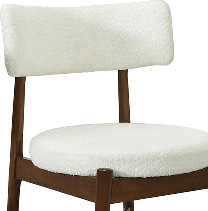 Modern Dining Chairs Set of 2 with Comfortable Seat - Sturdy Natural Wood Construction, Versatile Use for Kitchen Island, Dining Room, Bedroom - Stylish Simple Design,Beige-Boucle-Foam
