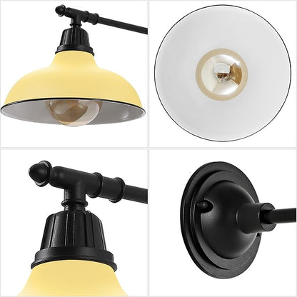 JONATHAN Y 12.25" Matte Yellow/Black 1-Light Industrial Farmhouse Outdoor Sconce, Iron Wall Light with LED Bulb, Metal Bowl Shade, Vintage Porch Lamp for Entryway Patio Kitchen (JYL7615H)