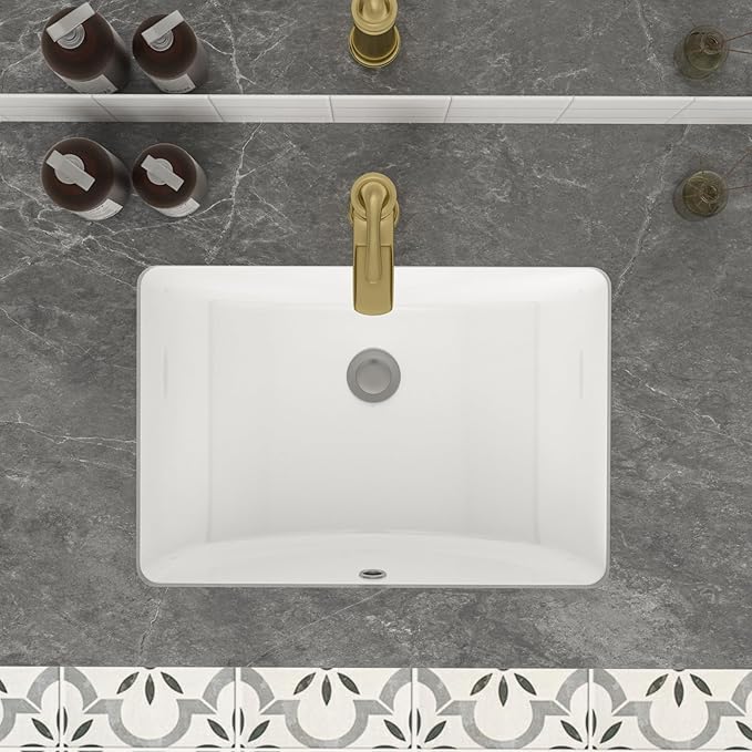 Mocoloo Undermount Bathroom Sink 20" x 14" Rectangle White Ceramic Bathroom Sink 8 Inch with Vertical Sides and Overflow Drain Porcelain Rectangular Undermount Vanity Sinks