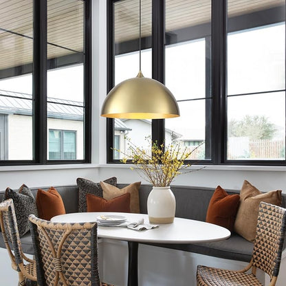 Gold Pendant Light 15.7", Modern Pendant Lights Kitchen Island, Large Farmhouse Hanging Lamp for Dining Room Bedroom Hallway Bar