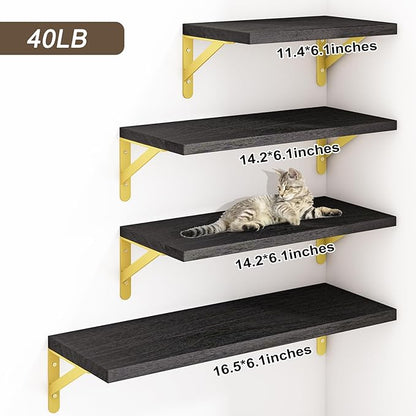 YGEOMER Floating Shelves for Wall, Different Sizes Black Wall Shelves for Living Room, Bathroom, Bedroom, Kitchen, Home Decor (Set of 4)