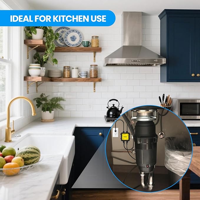 Garbage Disposal Air Switch Kit Dual Outlet Sink Top Waste Disposal Long Stainless Steel Brushed Nickel On/Off Air Button Food and Waste Disposals Part by Briidea, UL Listed