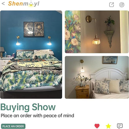 Shenmoyl Vintage Wall Sconce Wall Lamp Clear Tulip Shade Pattern Glass Adjustable Chain Retro Gold Wall Mounted Light, Wall Lamp Fixtures Decor for Bedside Bedroom Indoor Doorway