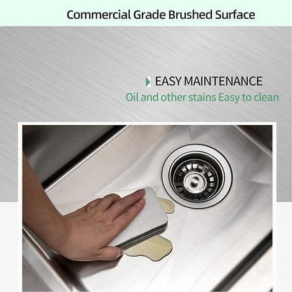 Undermount Kitchen Sink, 21 x 18 x 10 Inch Single Bowl Sink 16 Gauge T-304 Stainless Steel Kitchen Sinks with Accessories