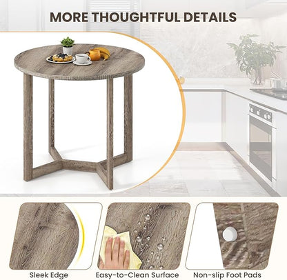 36’’ Round Dining Table, Dinner Table for 4 w/Rubber Wood Legs & Wing-Shaped Frame, Farmhouse Kitchen Table for Dining Living Room, Apartment, Bar, Restaurant, Bistro (Oak)