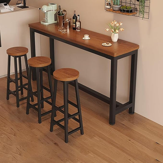 Narrow Long Kitchen Island Table Set with Chairs, Space-Saving Pub Dining Table for Small Spaces, Perfect for Café, Dining Room & Modern Interiors