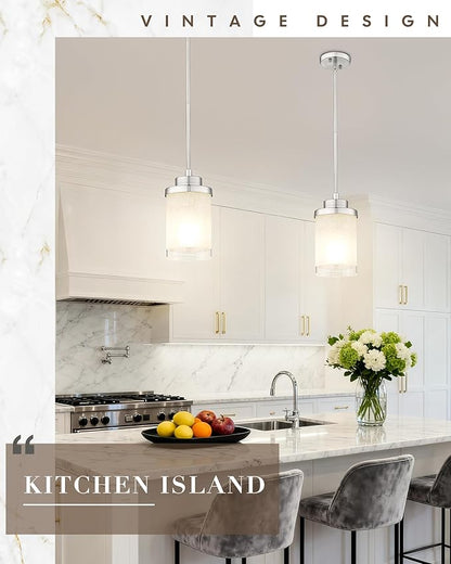 TENGXIN ENGXIN Modern Pendant Light for Kitchen Island, 6 Inch Brushed Nickel Hanging Ceiling Light Fixture,Farmhouse Pendant Lighting for Dining Room Bedroom Bar Office,TXPLBN01-L