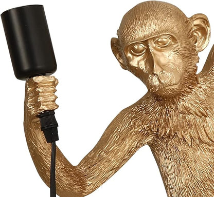 YIYIBYUS Monkey Wall Lamp, Vintage Resin Monkey Form Wall Lamp, Nordic Light Retro Resin Monkey Light Fixture, Modern Wall Lighting E26(Not Included) for Dining Living Room Bedroom (Golden)