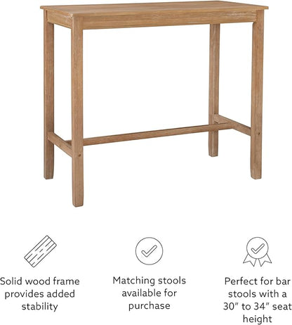 Linon 42 inch Height Pub Claridge Table, Distressed Brown Bar