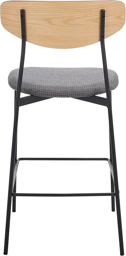 SAFAVIEH Home Collection Ryker Oak/Grey 26-inch Kitchen Island Breakfast Nook Counter Stool (Fully Assembled)