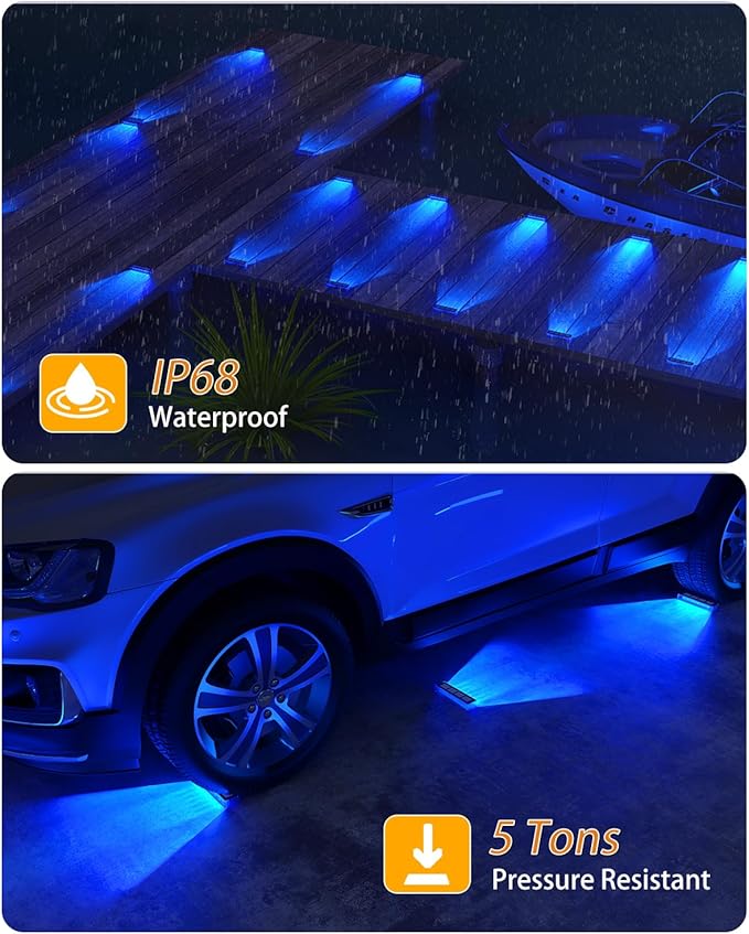 DetarZinLED Blue Solar Lights for Outside,6 Pack Solar Deck Lights Outdoor Waterproof LED,Blue Step Light for Outside,Dock Light Solar Powered Waterproof for Deck,Steps,Dock,Driveway,Stair,Path