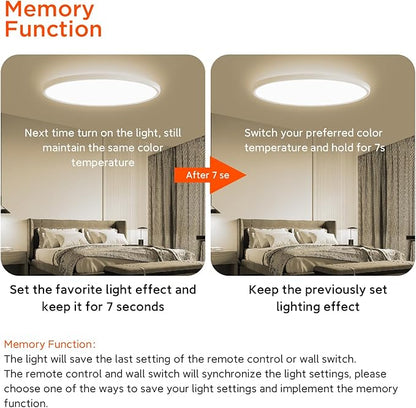 TALOYA Flush Mount Ceiling Light with Remote,3000K-6500K Adjustable,2000K Nightlight,18 Inch, Led Low Profile Ceiling Lights for Bedroom, Living Room, Kitchen, White