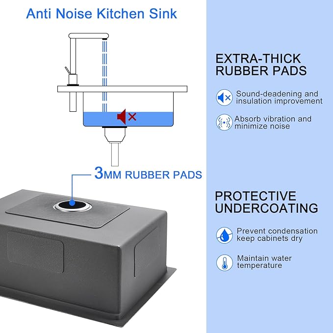MENATT 25 Inch Undermount Workstation Kitchen Sink, 25"×18" Stainless Steel Single Bowl Undermount Handmade Kitchen Sink with Cutting Board and Colander, D25"XW18"XH9"