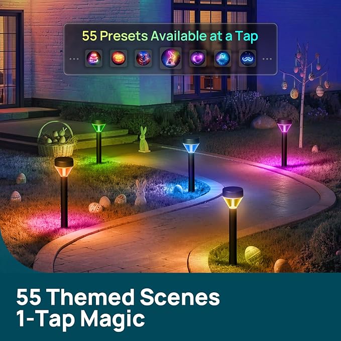 Linkind Smart Landscape Path Lights SP6LV, 510LM Multi-Zone Low-Voltage Pathway Lights AC/DC 12-24V, App & Voice Controlled Color-Changing Landscape Lighting for Garden, Walkway, Driveway, 4 Pack