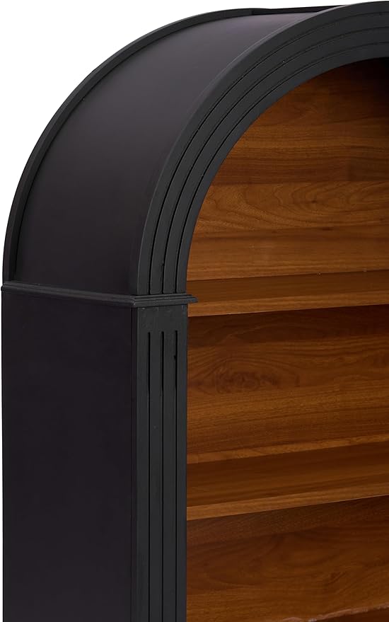Ball & Cast 45.66" Tall Arched Storage Cabinet,Modern 4-Tier Wooden Display Cabinet with Open Shelves,Versatile Floor Bookcase Cabinet Organizer for Library,Living Room, Office, Black
