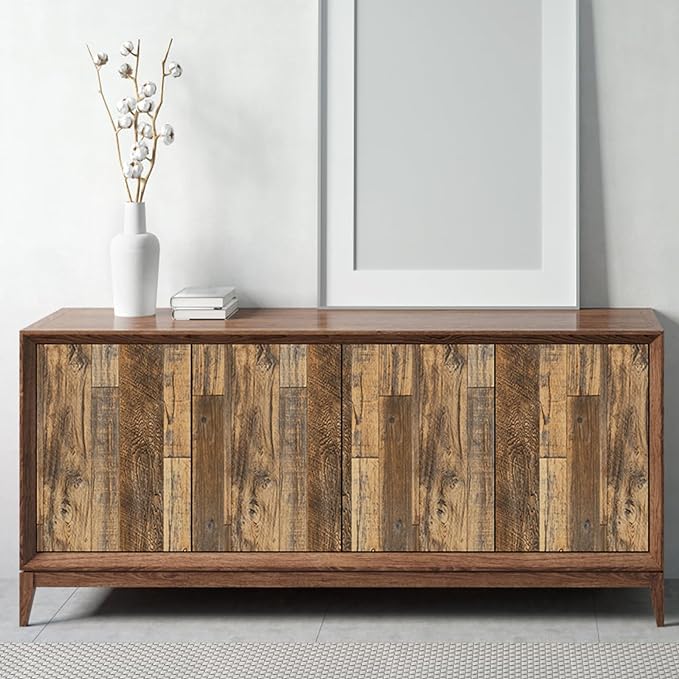 Decoroom Wood Peel and Stick Wallpaper 17.7" X 394" Peel and Stick Distressed Wooded Wall Paper