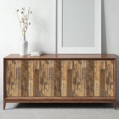 17.71''×118'' Distressed Wood Plank Wallpaper Peel and Stick Rustic Wood Grain Pattern Wall Paper Removable Self Adhesive Brown Shiplap Vinyl Film Decorative Wooden Look