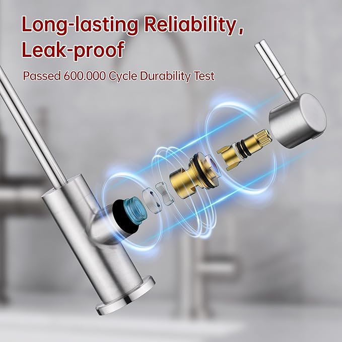 SUMERAIN Drinking Water Faucet for Kitchen Sink, NSF Certification Lead-Free SUS304 Stainless Steel Water Filter Faucet for Reverse Osmosis or Water Filtration System, Brushed Nickel Finish
