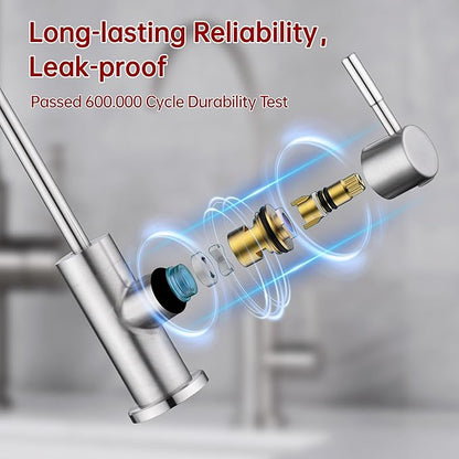 SUMERAIN Drinking Water Faucet for Kitchen Sink, NSF Certification Lead-Free SUS304 Stainless Steel Water Filter Faucet for Reverse Osmosis or Water Filtration System, Brushed Nickel Finish