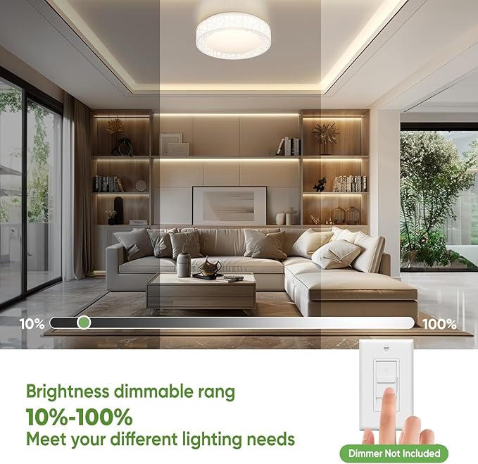 Lightania 20 Inch Flush Mount Ceiling Light, Modern White LED Ceiling Light Fixture, 42W 4000LM 2700-6500K Adjustable, Dimmable Ceiling Lights for Bedroom, Kitchen, Hallway, Bathroom, ETL Listed