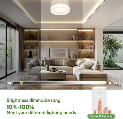 Lightania 16 Inch Flush Mount Ceiling Light, Modern White LED Ceiling Light Fixture, 28W 2800LM 2700-6500K Adjustable, Dimmable Ceiling Lights for Bedroom, Kitchen, Hallway, Bathroom, ETL