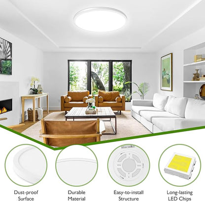 19 Inch Large Flush Mount Ceiling Light Fixture, 36W 4200Lm Dimmable Modern Recessed Ceiling Lamp, 5000K Daylight White Ultra Thin Low Profile Flat Ceiling Light for Kitchen Bedroom Hallway, 1-Pack