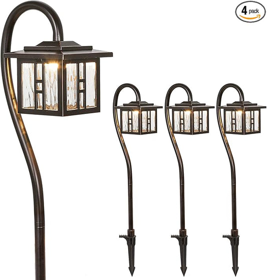 hykolity Low Voltage Outdoor Integrated LED Landscape Lighting, 3W 185LM 12V-15V Oil-Rubbed Bronze Pathway Light for Yard Lawn, Die-Cast Aluminum Construction, 4-Pack, ETL Listed