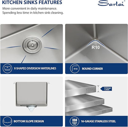 13 Bar Sink Undermount - Sarlai 13"x15" Undermount Sink Single Bowl 16 Gauge Stainless Steel 9 Inch Deep Bar Prep Sink Small Kitchen Sink