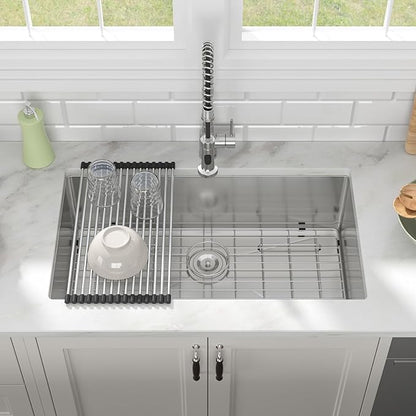 30 inch Undermount Kitchen Sink 30"x19" Kitchen Sink 16 Gauge Stainless Steel Single Bowl Under Modern Under Counter