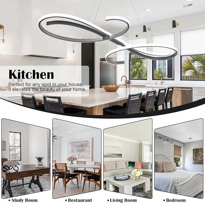 Modern Led Pendant Light,Dimmable Led Pendant Lights Kitchen Island Lighting Color Temperature 3000K-4000K-5000K Creative Design Kitchen Light Fixture Adjustable Hanging Lamps