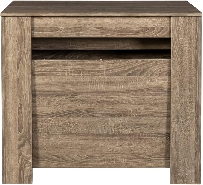 Pvillez Modern Expandable Dining Table - 118.5" Rectangle with Oak Pedestal & Leaf Extension for 8-12 Persons