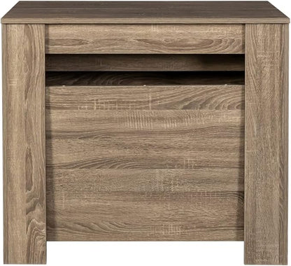 Pvillez Modern Expandable Dining Table - 118.5" Rectangle with Oak Pedestal & Leaf Extension for 8-12 Persons