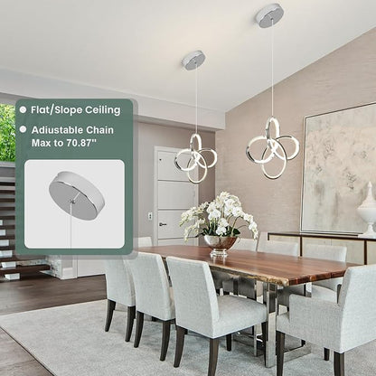 Modern Pendant Lighting, 4500K Chrome Pendant Light Kitchen Island, Height Adjustable Hanging Pendant Light Fixtures for Dining Room Kitchen Sink Bedroom Hallway,1 Pack
