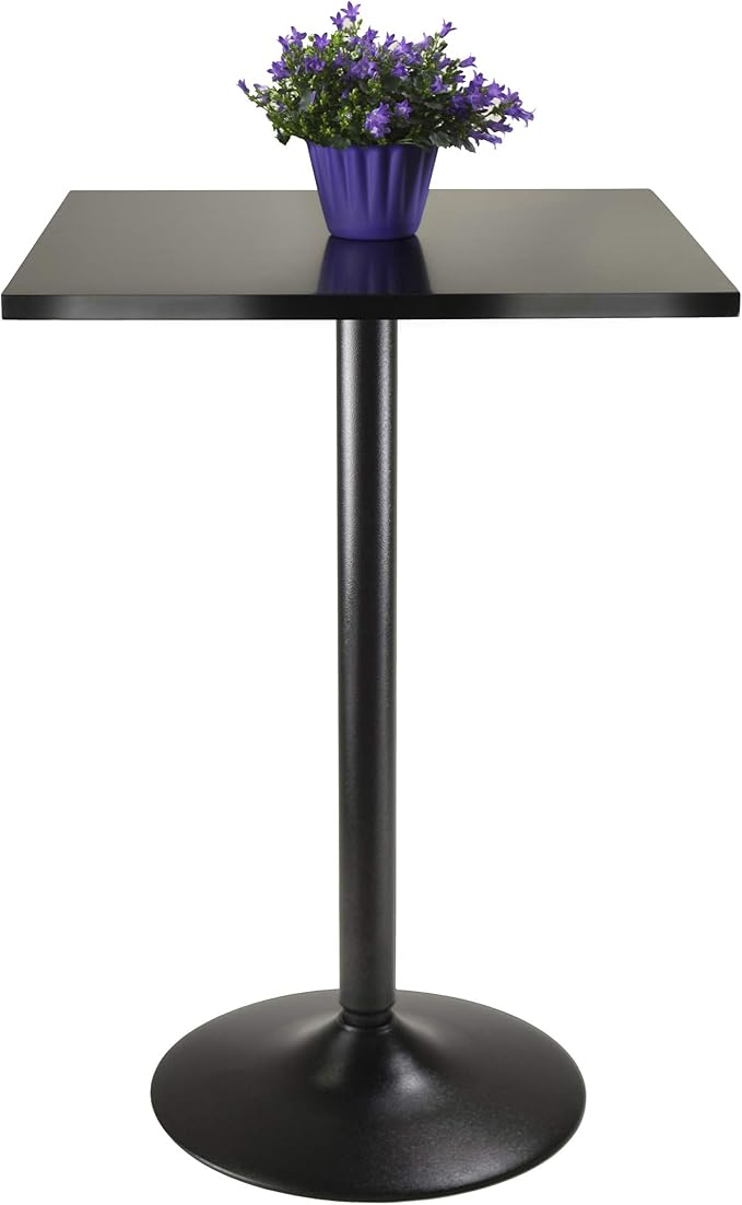 Winsome Obsidian Tall Square Dining Table, for Kitchen, Dining Room, 35", Black