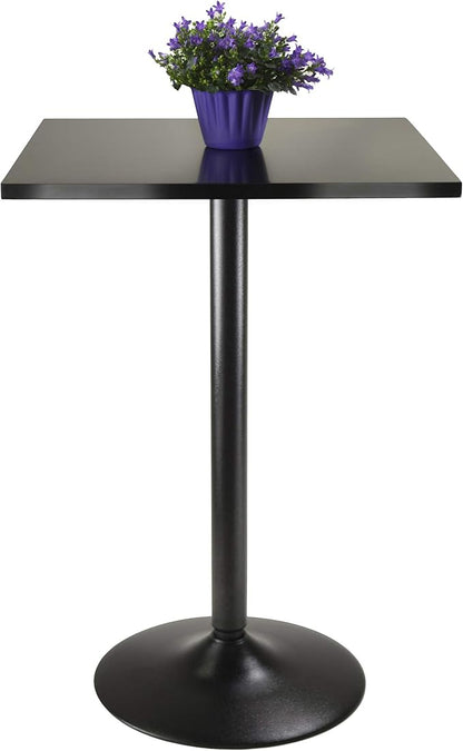 Winsome Obsidian Tall Square Dining Table, for Kitchen, Dining Room, 35", Black