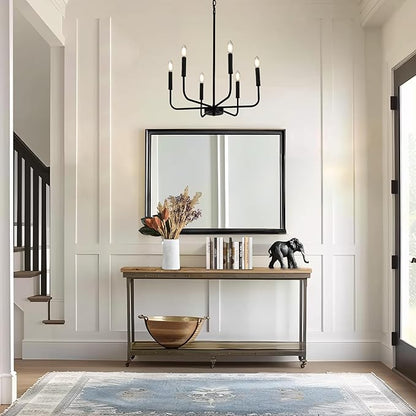 KSANA Black Chandelier, Modern Farmhouse 6-Light Fixture for Bedroom, Foyer, Dining & Living Room, Kitchen, and Entryway