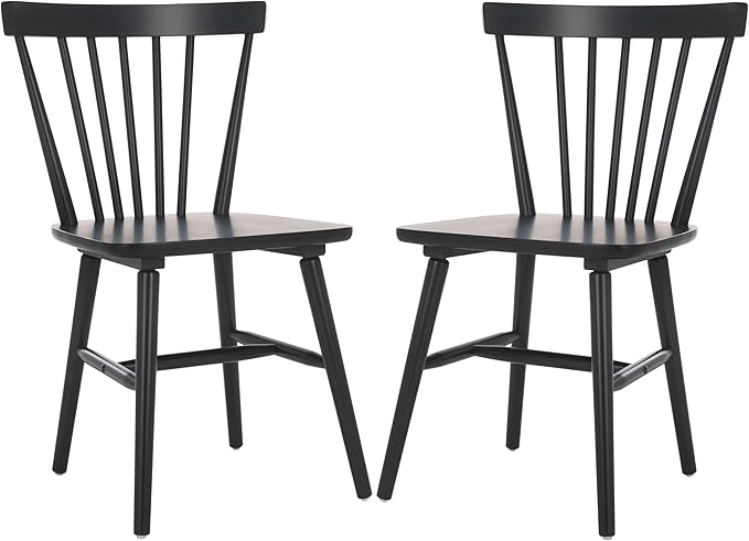 SAFAVIEH Home Collection – Winona Set of 2 Matte Black Windsor Farmhouse Dining Chairs, Spindle Back Wood Chairs, Classic Casual Seating (DCH8500J-SET2)