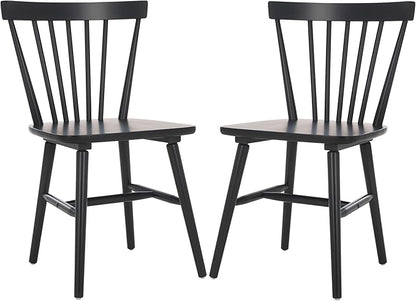 SAFAVIEH Home Collection – Winona Set of 2 Matte Black Windsor Farmhouse Dining Chairs, Spindle Back Wood Chairs, Classic Casual Seating (DCH8500J-SET2)