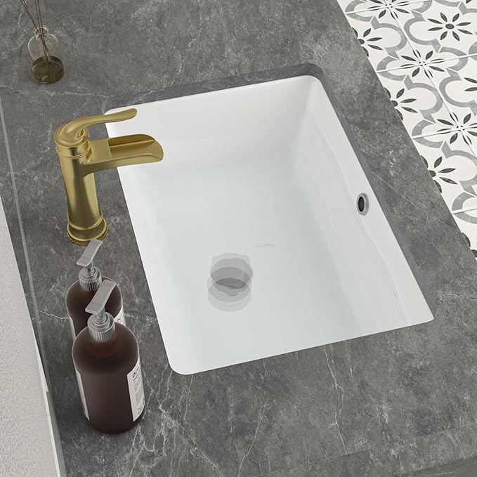 Mocoloo Bathroom Sink Undermount 22"x16" White Rectangle Porcelain Sink with Vertical Sides and Overflow Drain Under Counter Mount Ceramic Lavatory Vanity Sinks for Bathroom Hand Basin